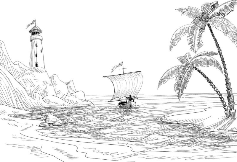 Рисунки для срисовки море