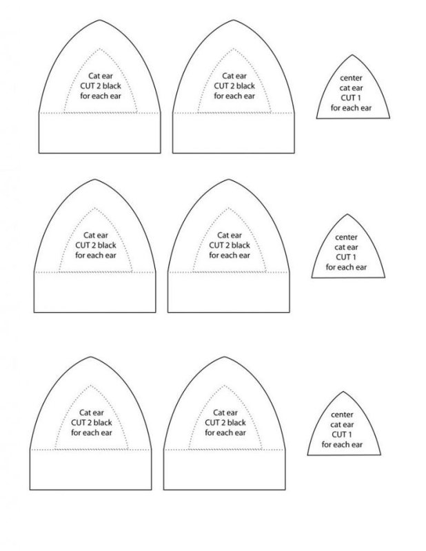 Ухо кошки выкройка
