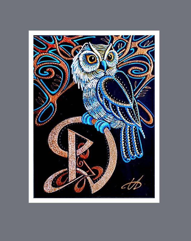 Сова в точечной технике