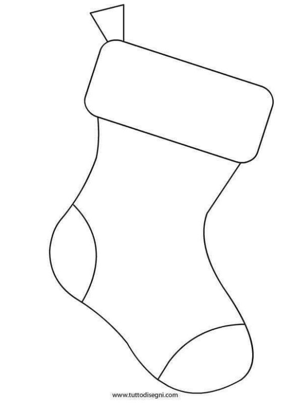 Новогодний носок для подарков трафарет