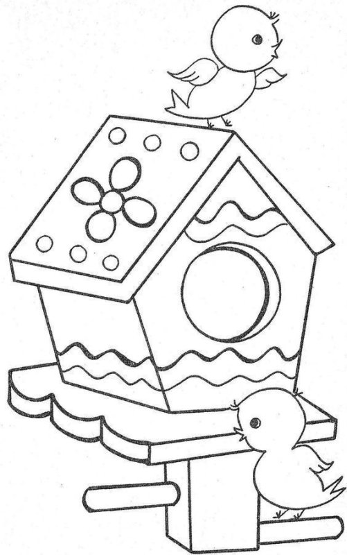 Раскраска кормушка для птиц для детей