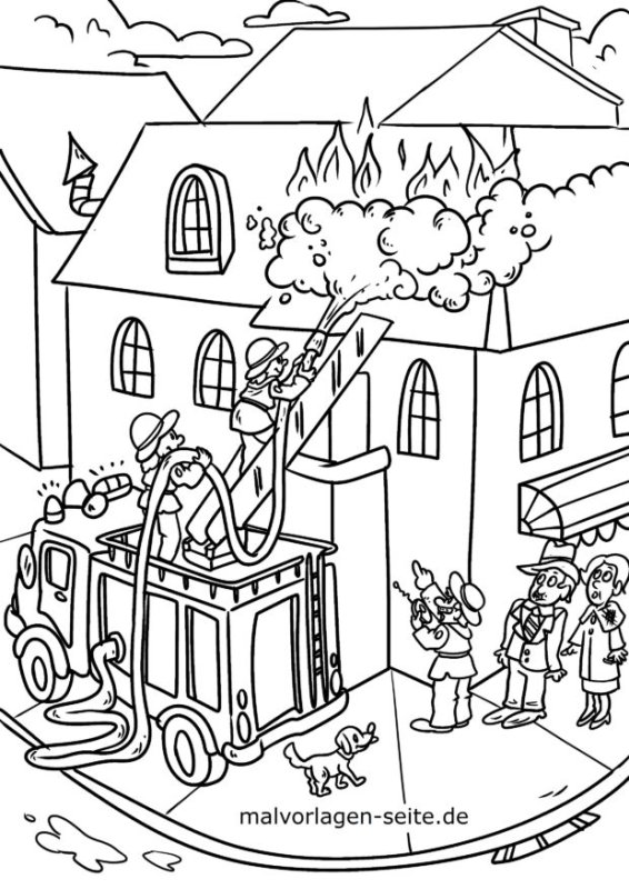 Пожарник раскраска