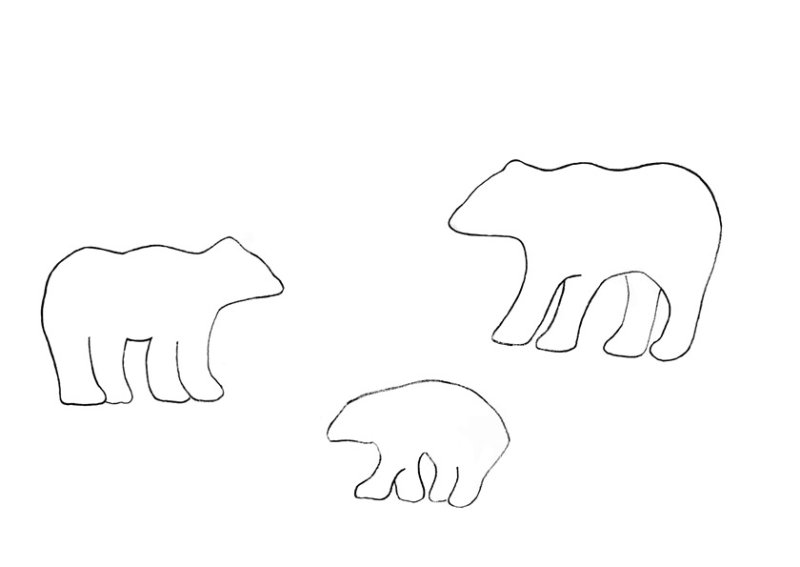 Трафарет белого медведя для аппликации