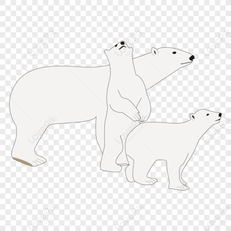 Трафарет белого медведя и медвежонка