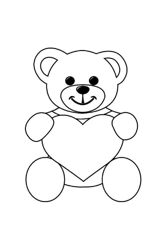 Раскраска медведь с сердечком