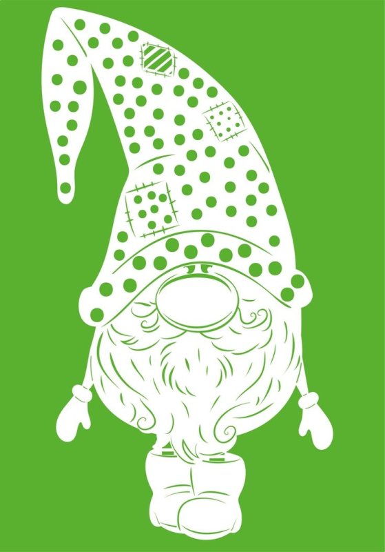 Новогодний гномик трафарет