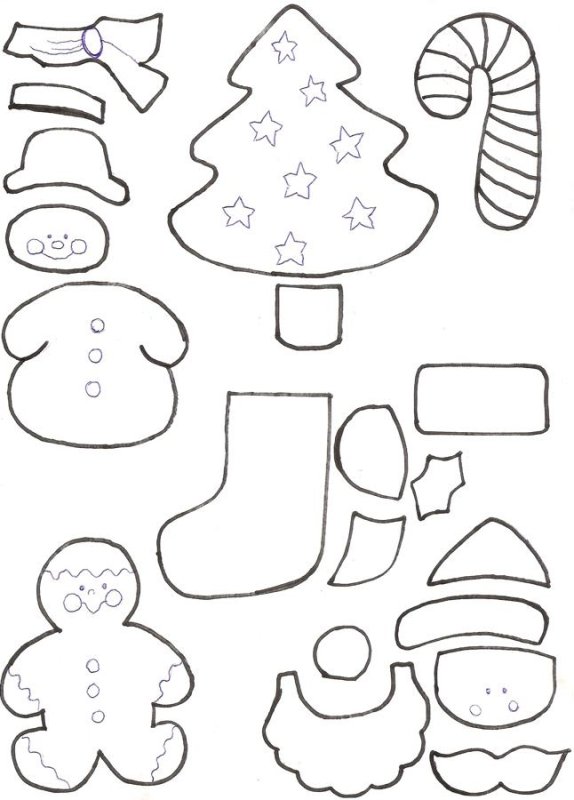 Трафареты новогодних игрушек из фетра на елку