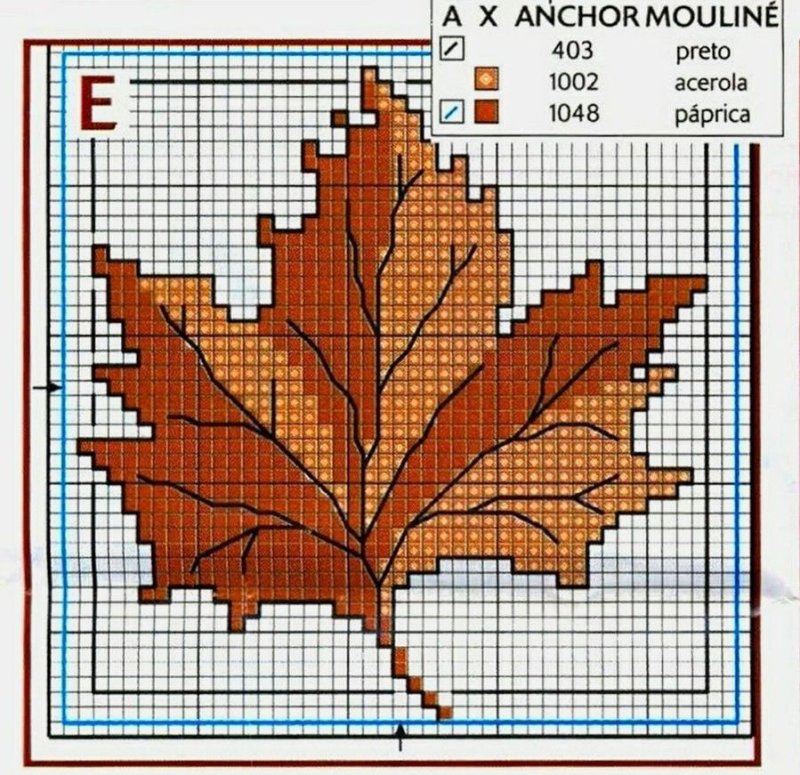 Вышивка крестом кленовый лист