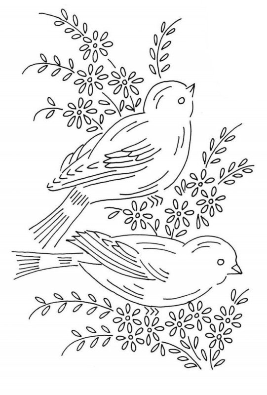 Трафарет птички для вышивки