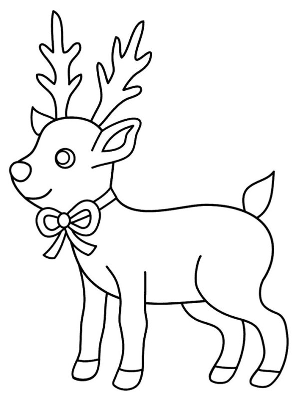Раскраска олень новогодний
