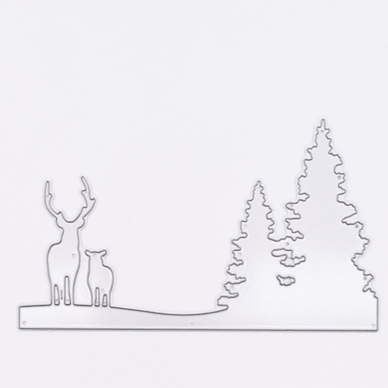 Олень с елкой трафарет