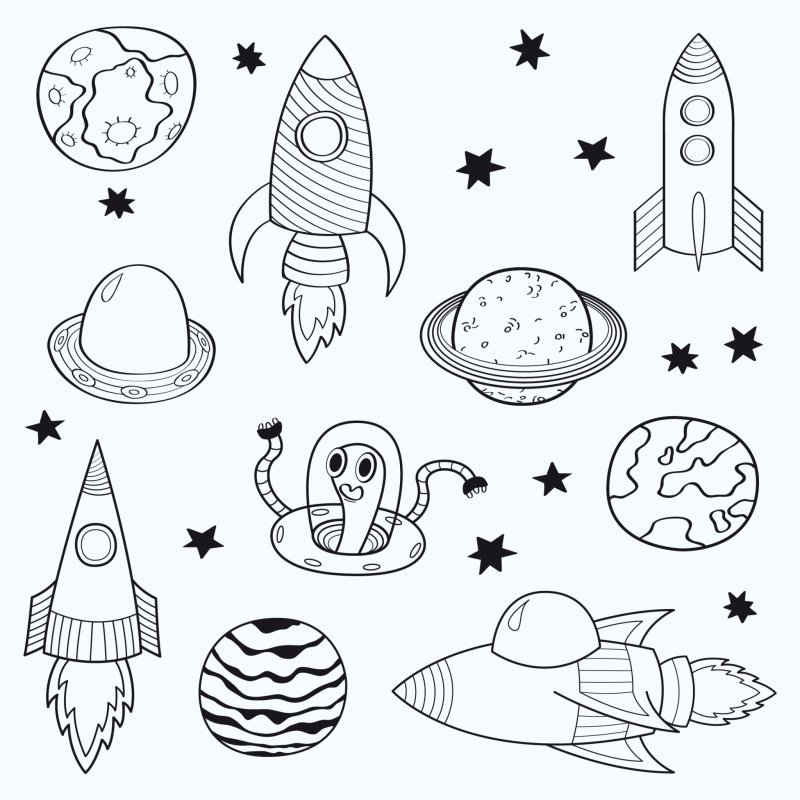 Раскраска. В космосе