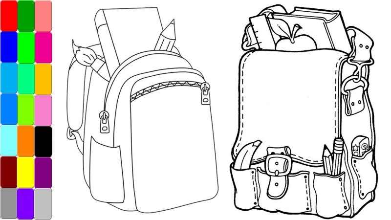 Раскраска портфель школьный