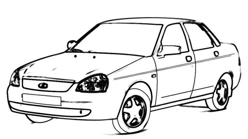 Раскраска Приора сбоку