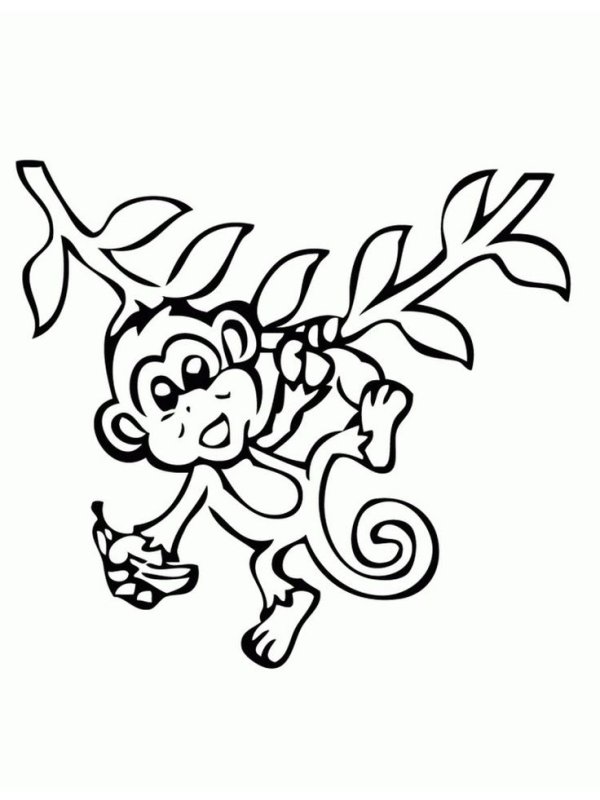 Обезьянка раскраска для малышей