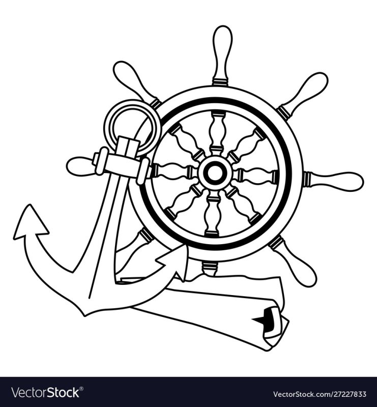 Трафарет штурвала корабля