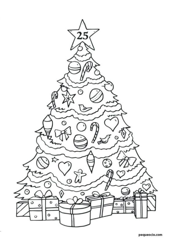 Елка раскраска