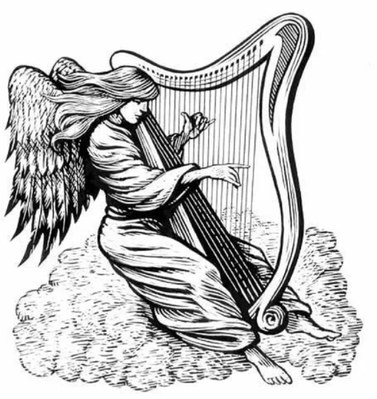 Тату ангел с арфой