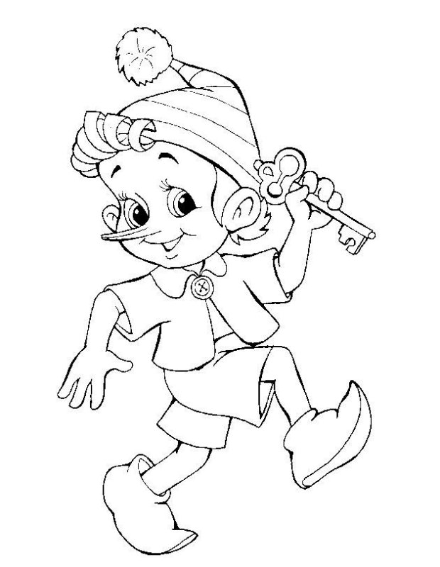 Герои сказки Буратино раскраска