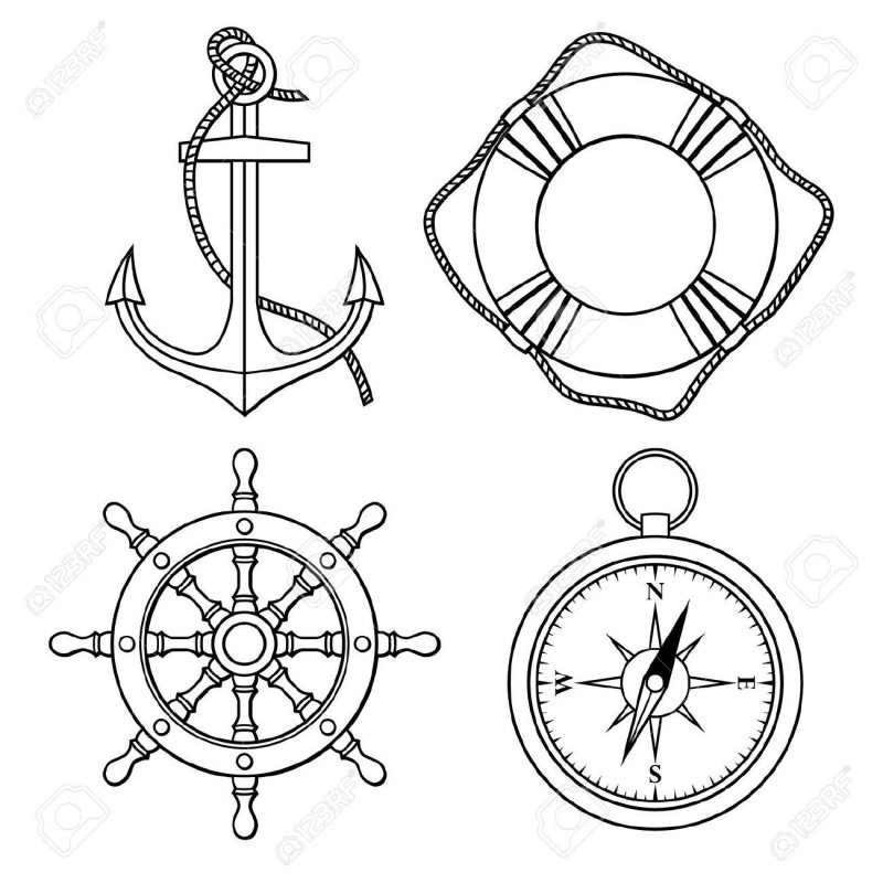 Трафарет "якоря и штурвалы"