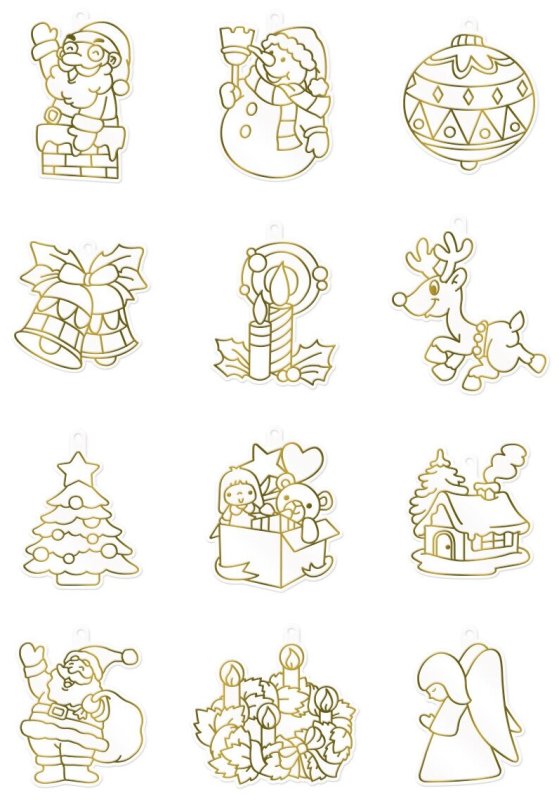 Новогодние трафареты для витражных красок для детей