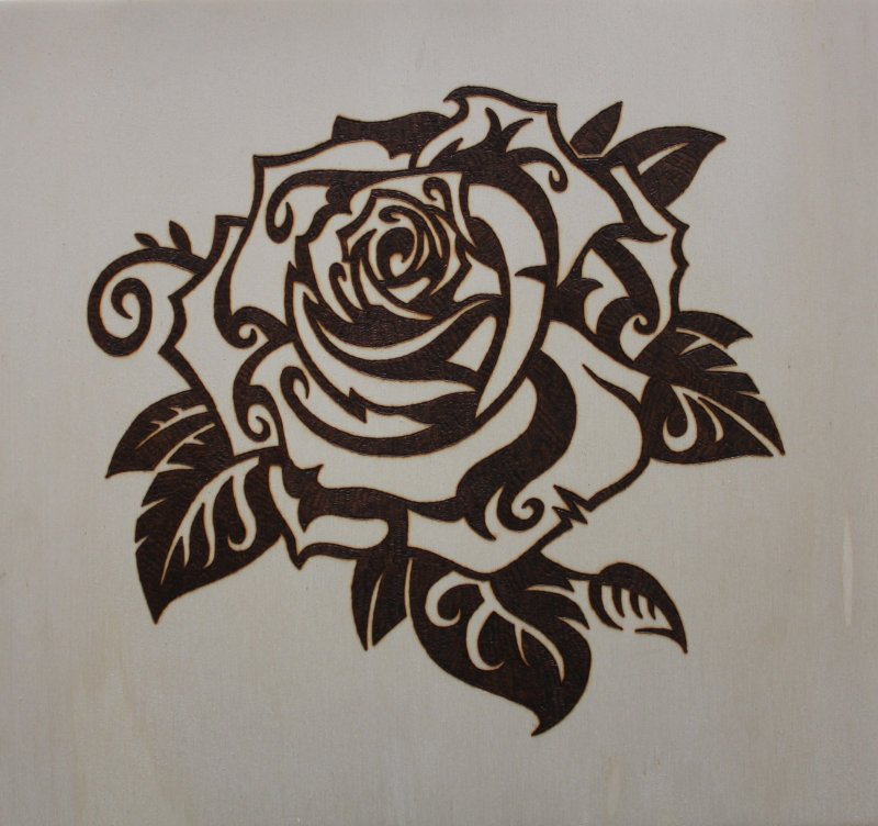 Роза для выжигания по дереву