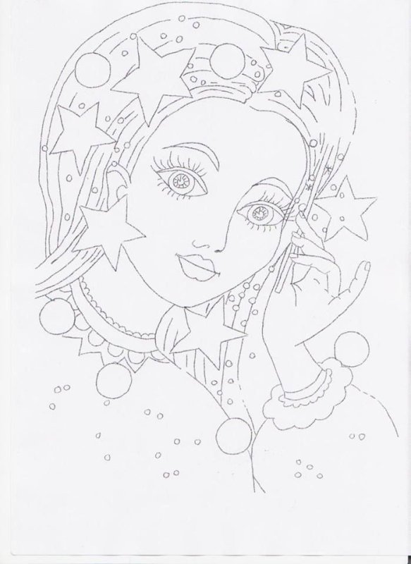 Лицо Снегурочки на окно трафарет