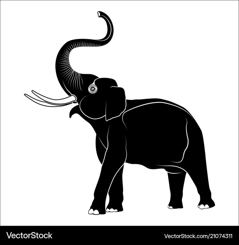 Слон с поднятым хоботом вектор
