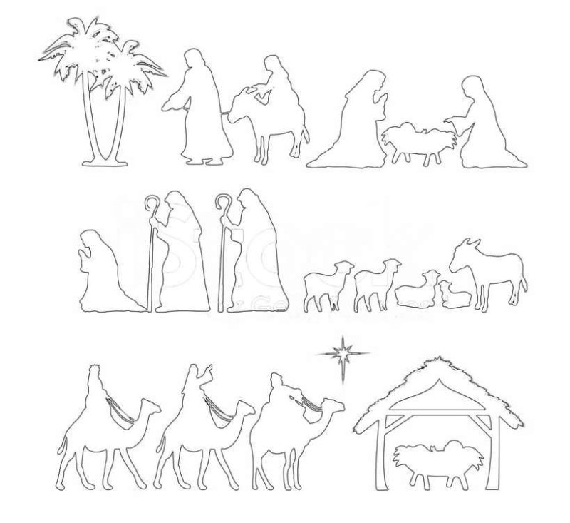 Рождественский вертеп трафареты