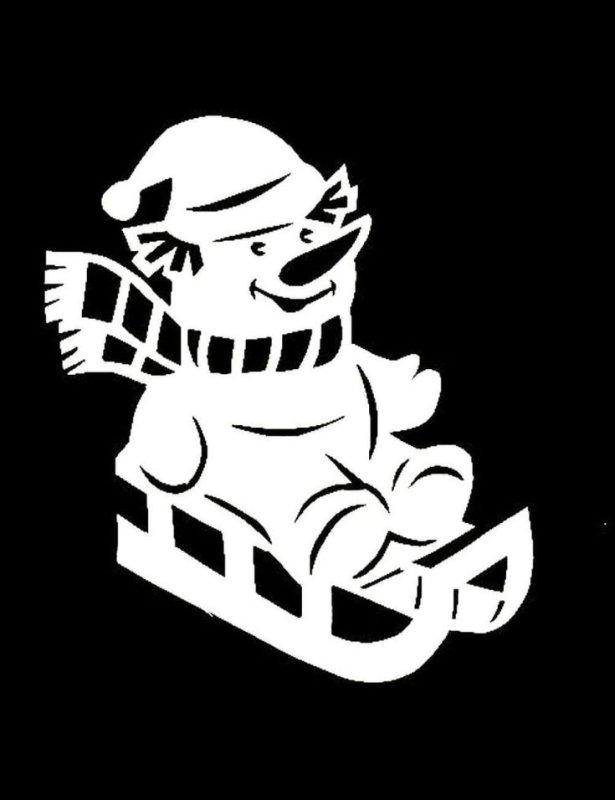 Вытынанки на новый год Снеговик