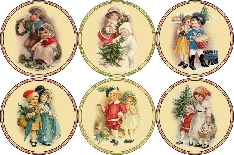 Винтажные новогодние круглые