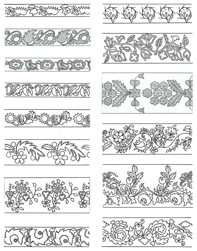 Цветочный орнамент в полосе