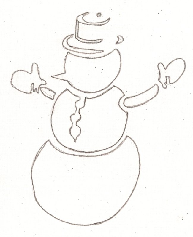 Снеговик трафарет