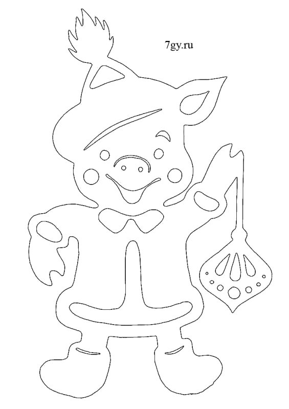 Трафарет на окно свинья