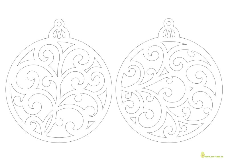 Вытынанки шарики новогодние шаблоны