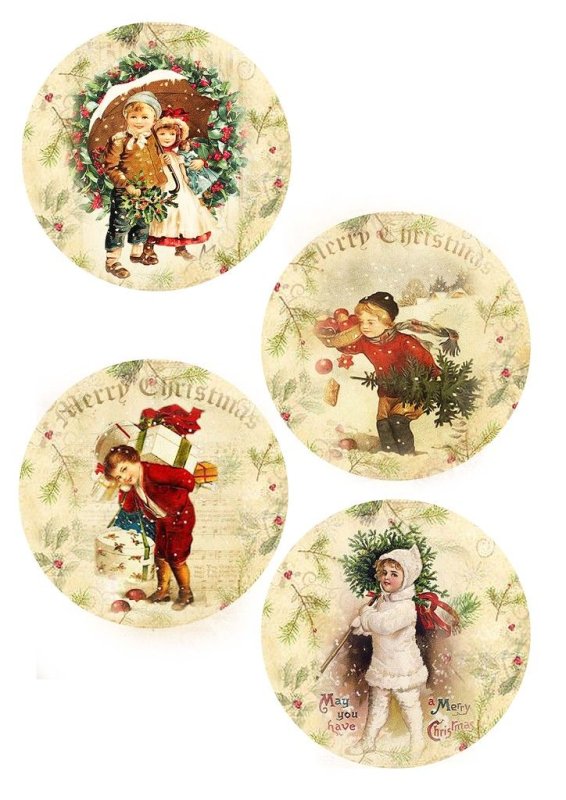 Новогодние рисунки для декупажа