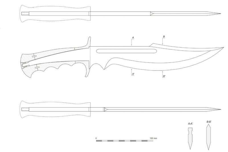 Нож Боуи чертеж с размерами из КС го
