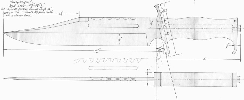 Нож Рэмбо 3 чертёж