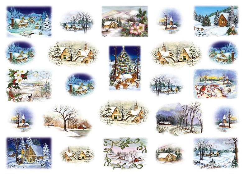 Новогодние картинки для декупажа