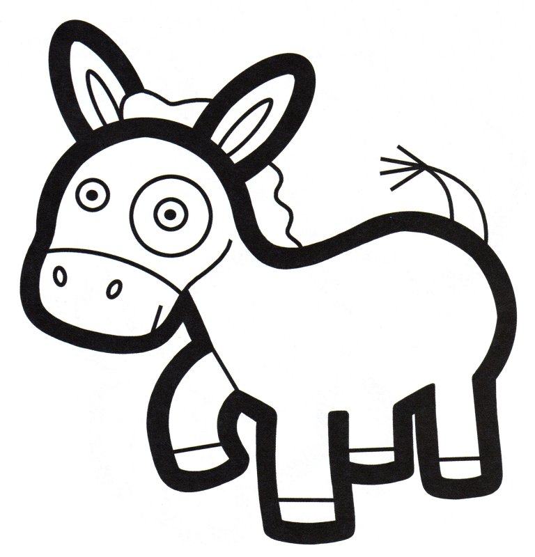 Ослик раскраска для детей