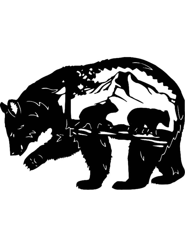 Трафарет для выжигания медведь
