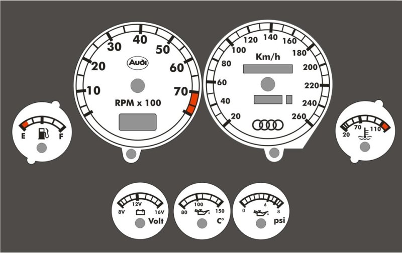 Белые шкалы приборов Ауди 80