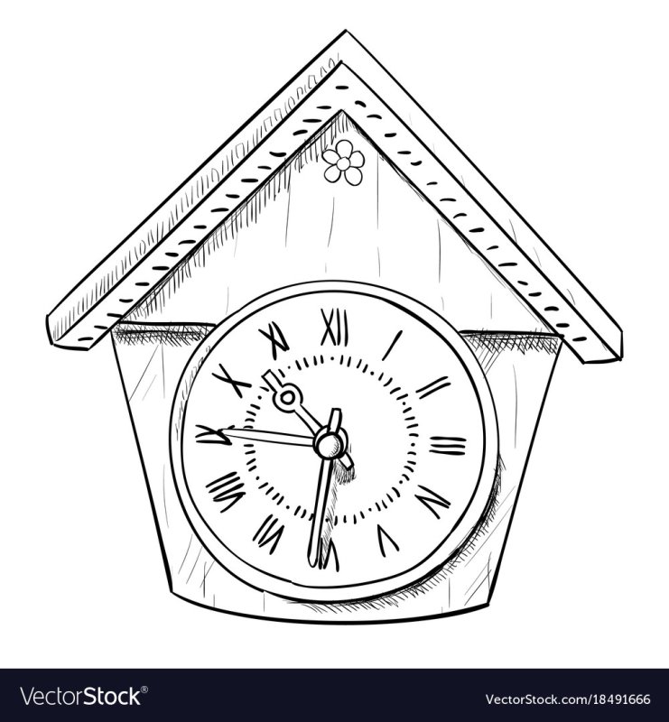 Часы с кукушкой трафарет