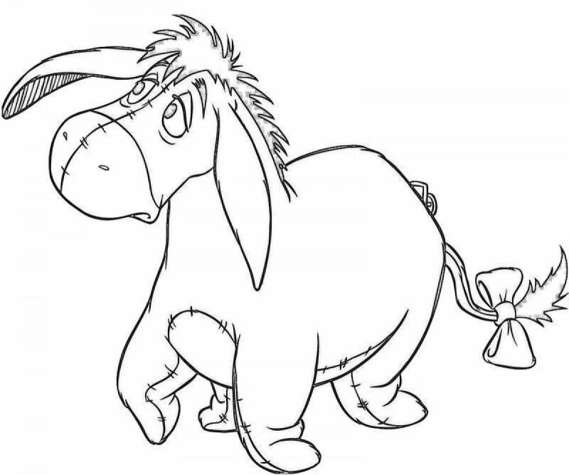 Ослик раскраска