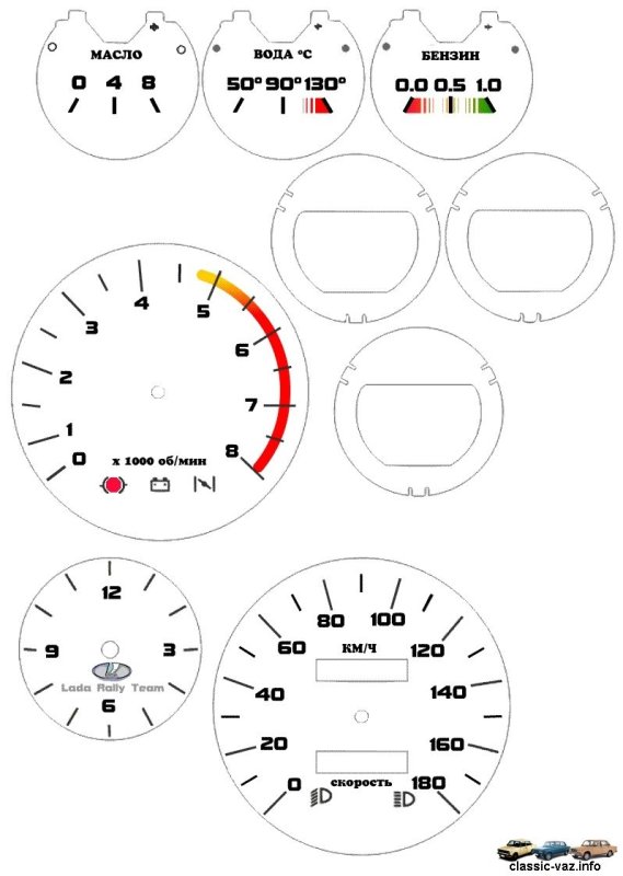 Шкалы ВАЗ 2106 белые