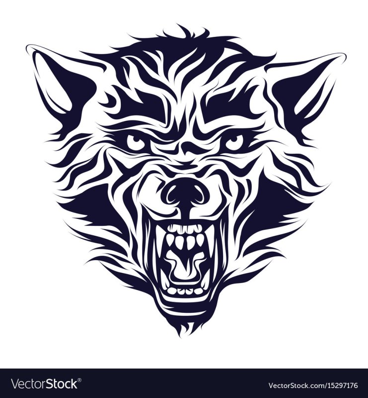 Очертания морды волка с оскалом