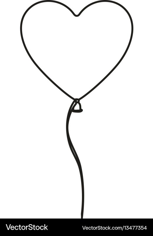 Воздушный шарик сердце раскраска