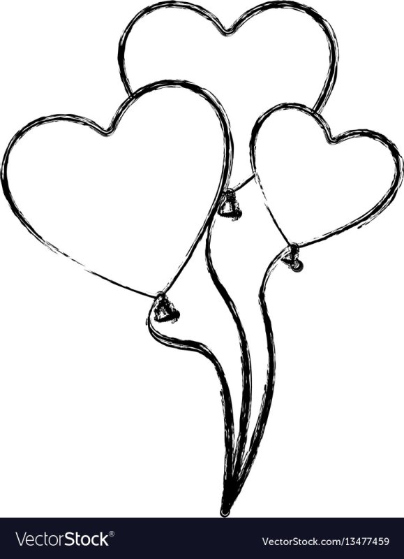 Воздушный шарик сердечком раскраска