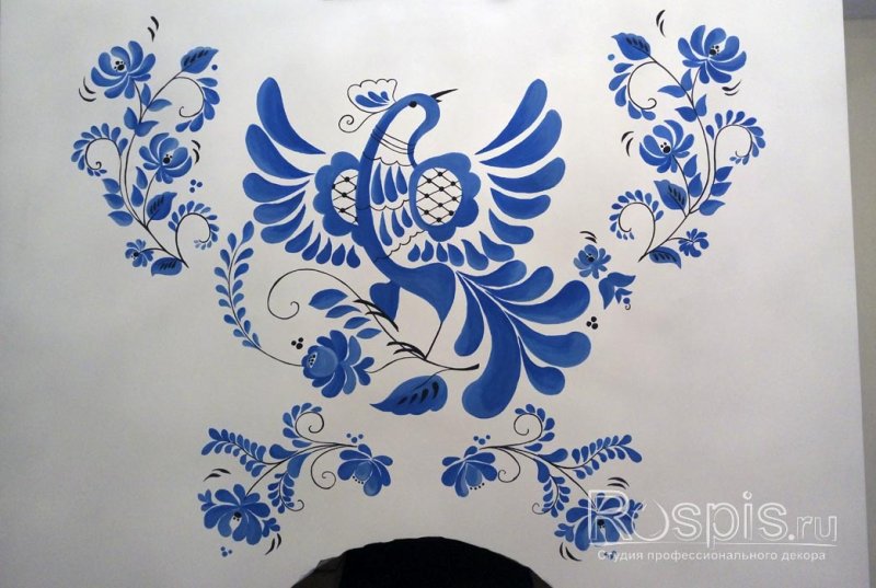 Гжель роспись на печи