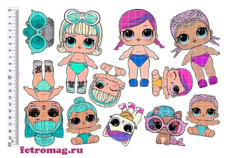 Куклы ЛОЛ на бумаге с одеждой